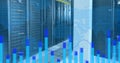 Image of world map, statistics and data processing over computer servers Royalty Free Stock Photo