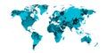 Blue World map of blue stains and shadows. Royalty Free Stock Photo