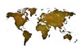 Ochre world map over spatial background. Royalty Free Stock Photo