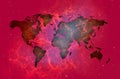 Reish world map over spatial background. Royalty Free Stock Photo