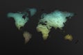 Dark World map over iluminated galasy with shadows. Royalty Free Stock Photo