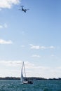 Image of Yacht and airplane in Toronto Lake