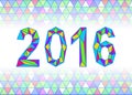 Image Year 2016 in the crystalline style of rainbow colors.