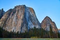 Yosemite iconic Cathedral Rocks from ground level