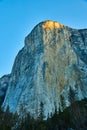 Yosemite iconic El Capitan cliffs during start of sunrise