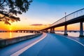 you can walk alone or cycling at the sunset brigde made with Generative AI