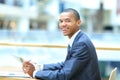 Image of young African man looking at camera