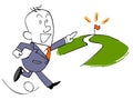 Businessman running towards the goal