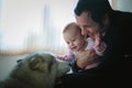 Image of young dad with cute little daughter in Royalty Free Stock Photo