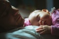 Image of young dad with cute little daughter in Royalty Free Stock Photo