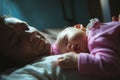 Image of young dad with cute little daughter in Royalty Free Stock Photo