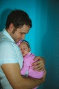 Image of young dad with cute little daughter in Royalty Free Stock Photo