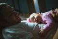 Image of young dad with cute little daughter in Royalty Free Stock Photo