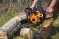 Working Chainsaw Close Up