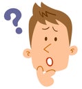 Young man feeling doubt, Male facial expression Royalty Free Stock Photo