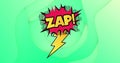 Image of zap text over retro vibrant pattern background