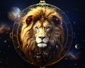 The Zodiac sign of the fantasy lion has a golden decoration.