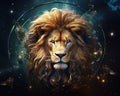 The Zodiac sign of the fantasy lion has a golden decoration.