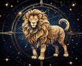 The Zodiac sign of the fantasy lion has a golden decoration.