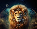 The Zodiac sign of the fantasy lion has a golden decoration.