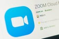 Zoom Cloud App Icon. Selective focus.