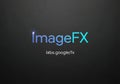 ImageFX logo features a gradient blue text on a dark gray Royalty Free Stock Photo