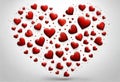 Red heart illustrated with details, isolated white background v21 Royalty Free Stock Photo