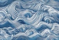 Sea waves sketch. Storm wave, tide and ocean beach storms illustration v6