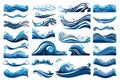 Sea waves sketch. Storm wave, tide and ocean beach storms illustration v2