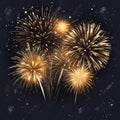 Happy New Year Celebration with Festive Gold Fireworks Collage in Night Sky v6 Royalty Free Stock Photo