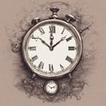 Wall clock tells time, clock time marking, retro clock Royalty Free Stock Photo