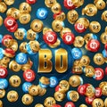 Winner background with lottery tickets, balls and gold coins. Realistic keno gambling game win poster v7 Royalty Free Stock Photo