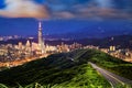 Imageng of skyline of Xinyi District in downtown Taipei, Taiwan Royalty Free Stock Photo