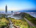 Imageng of skyline of Xinyi District in downtown Taipei, Taiwan Royalty Free Stock Photo