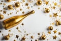 Celebration background with golden champagne bottle v30 Royalty Free Stock Photo