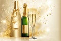 Celebration background with golden champagne bottle v21 Royalty Free Stock Photo
