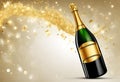 Celebration background with golden champagne bottle v17 Royalty Free Stock Photo
