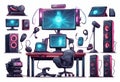 IT peripherals, computer, chair keyboard, mouse, microphone, desktop, v2 Royalty Free Stock Photo