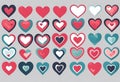 Collection of heart illustrations, love symbol icon set, love symbol vector. v30 Royalty Free Stock Photo