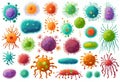 Set of different microorganisms isolated on white background, v7