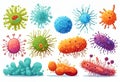 Set of different microorganisms isolated on white background, v4