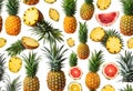 Pineapple collection. Whole and sliced ??pineapple isolated on white background, v5 Royalty Free Stock Photo