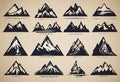 Set of mountains for logo and designs, v9