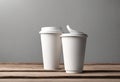 Coffee paper cup mockup, mockup cover isolated background, close-up image, v21 Royalty Free Stock Photo