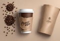 Coffee paper cup mockup, coffee paper mug mock up cover, close-up image, v7