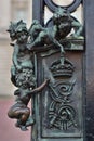 Images of angels as decoration in the lock of the gate of the buckingham palace in London Royalty Free Stock Photo