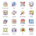 Images gallery flat icons set. Auto enhance