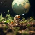 Images generated from AI, astronaut model Watering the plants.