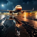 Images generated from AI, Picture of an airplane parked in the airport Royalty Free Stock Photo