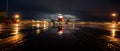 Images generated from AI, A picture of an airplane parked at the airport, the plane's reflection in the water after rain. Royalty Free Stock Photo